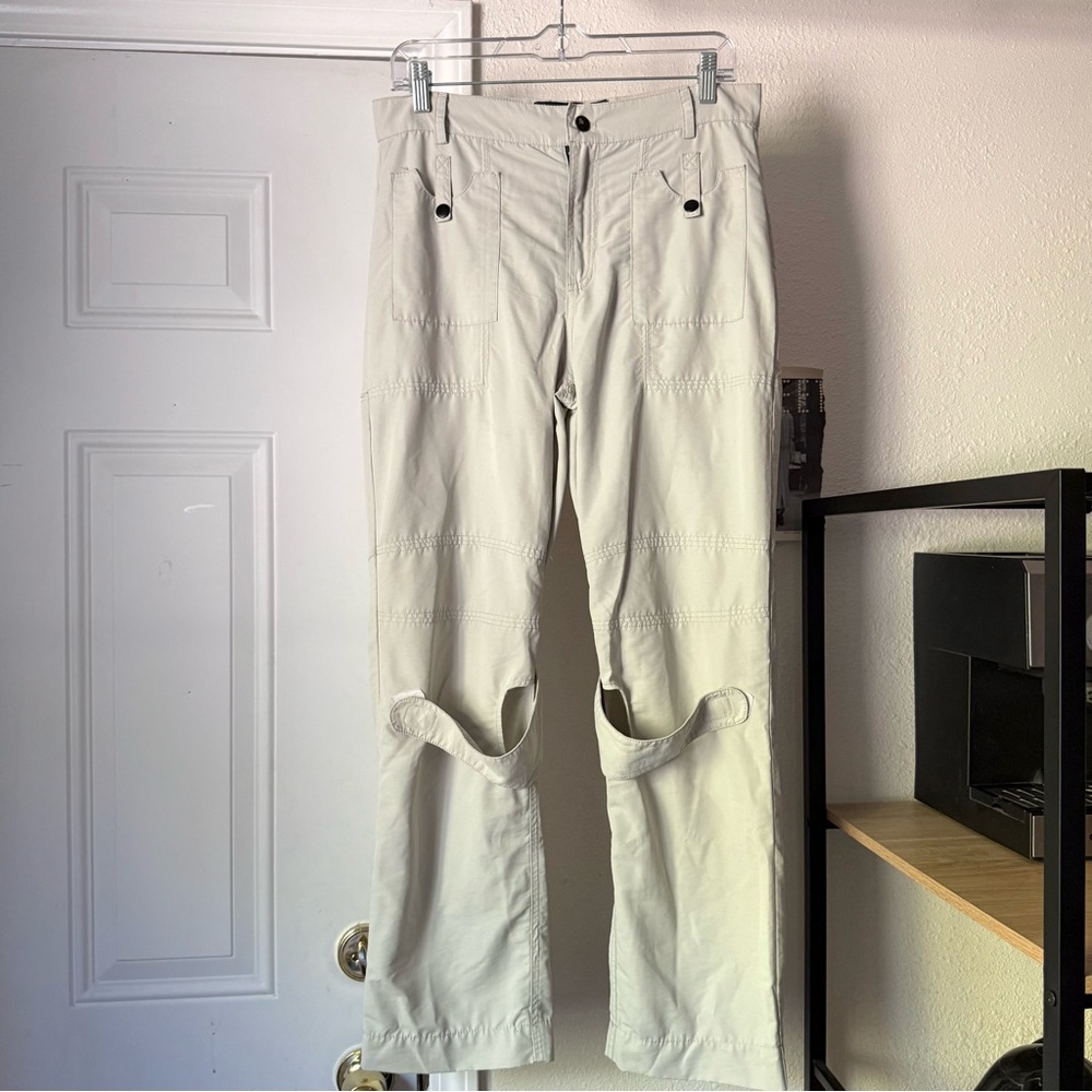 DARKER WAVS grey‎ dollskill bondage cutout straight leg cropped pants